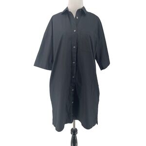 Anthony Thoma Melillo ATM Women's Black Twill Poplim Shirt Dress Size Small